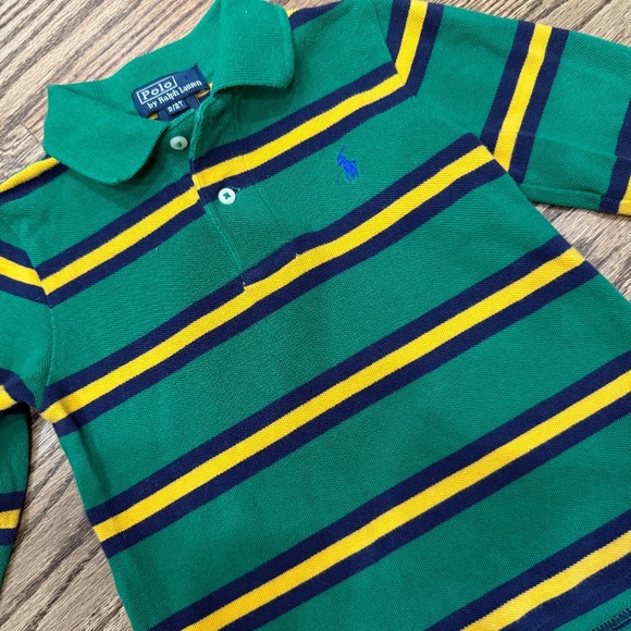 Vtg Polo Ralph Lauren Boy 2T LS Rugby Stripes Pima Cotton Shirt Y2K 90s Preppy - Picture 1 of 8